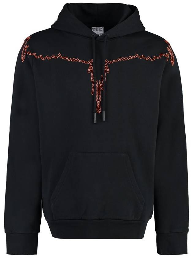 Stitch Wings Regular Hoodie Black - MARCELO BURLON - BALAAN 2