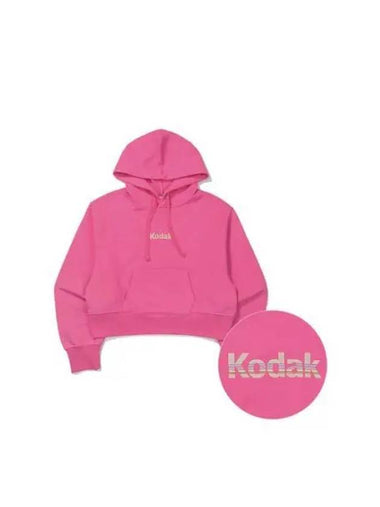 KODAK Apparel Rainbow Semi Crop Fit Hooded Sweatshirt Women PINK - KODO - BALAAN 1