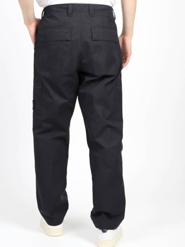 Regular Fit Cargo Cotton Canvas Straight Pants Black - STONE ISLAND - BALAAN 4