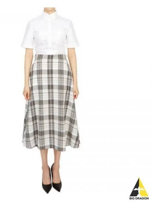 Women's Check A-Line Oxford Midi Dress White Grey - THOM BROWNE - BALAAN 2