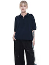 Women s ZCHK NY zipper collar half knit navy - CHANCE'S NOI - BALAAN 1