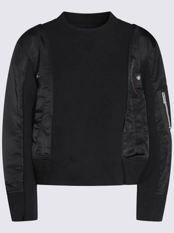 Sacai Black Cotton Sweatshirt - SACAI - BALAAN 1