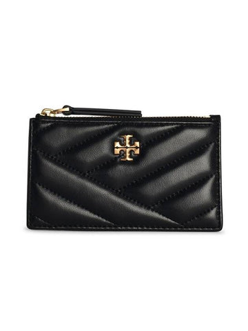 Kira Chevron Zipper Card Wallet Black - TORY BURCH - BALAAN 1