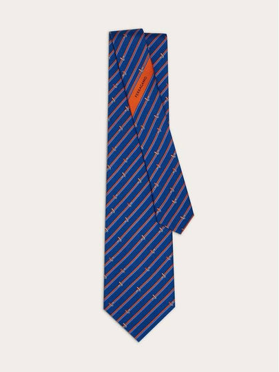 Tonal Print Silk Tie Marino - SALVATORE FERRAGAMO - BALAAN 2