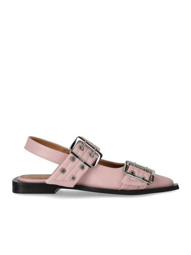 Buckle Flat Mule Pink - GANNI - BALAAN 1