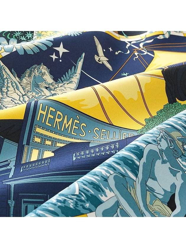 Flagship Silk 90 Scarf Marine - HERMES - BALAAN 4