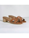 Oasis Calfskin Slipper Heels Gold Piqures Ecrues - HERMES - BALAAN 4