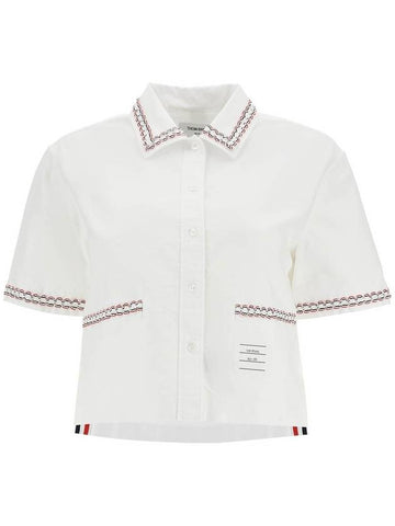 cropped oxford shirt for women - THOM BROWNE - BALAAN 1