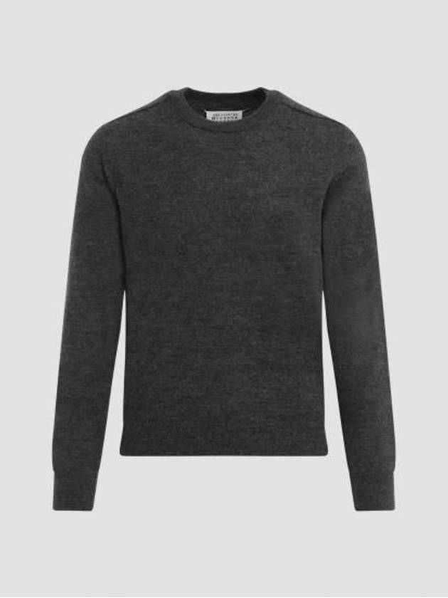 Elbow Patch Crew Neck Knit Top Charcoal - MAISON MARGIELA - BALAAN 4