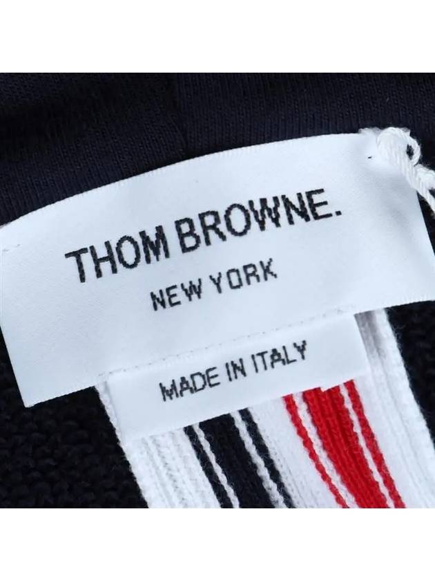 Center Back Stripe Cotton Zip Up Hoodie Navy - THOM BROWNE - BALAAN 9