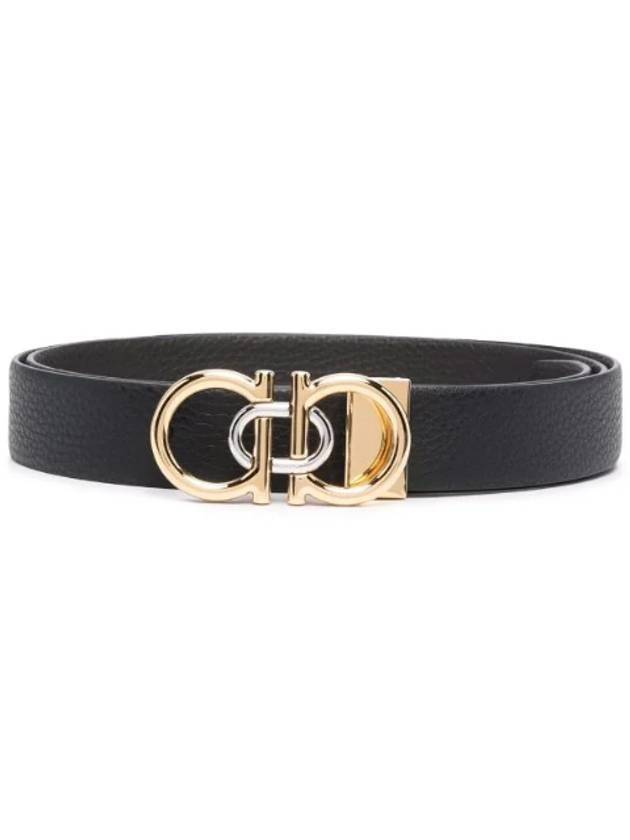 Logo Flag Leather Belt Black - SALVATORE FERRAGAMO - BALAAN 1