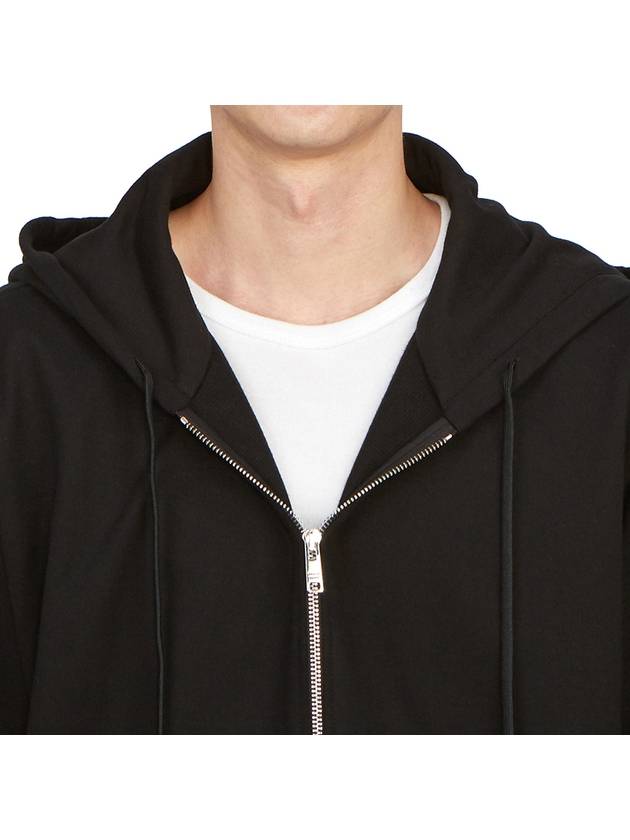 Back Embroidery Logo Cotton Hooded Zip-up Black - PRADA - BALAAN 9