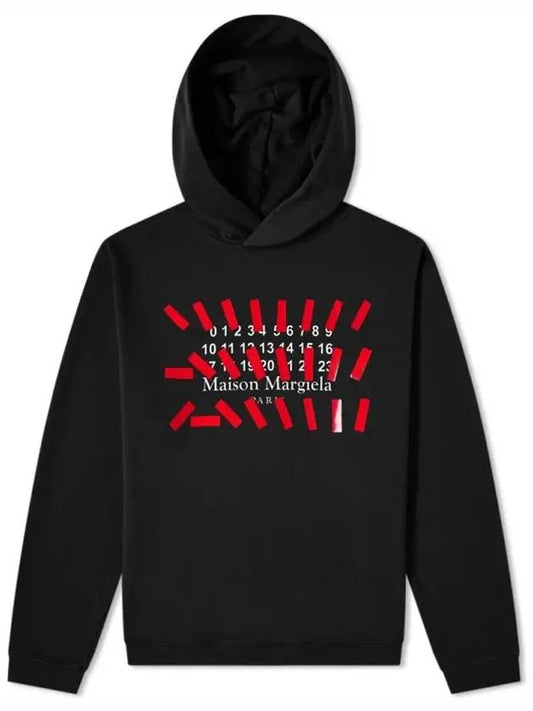 Number Logo Printing Cotton Hood Black - MAISON MARGIELA - BALAAN.