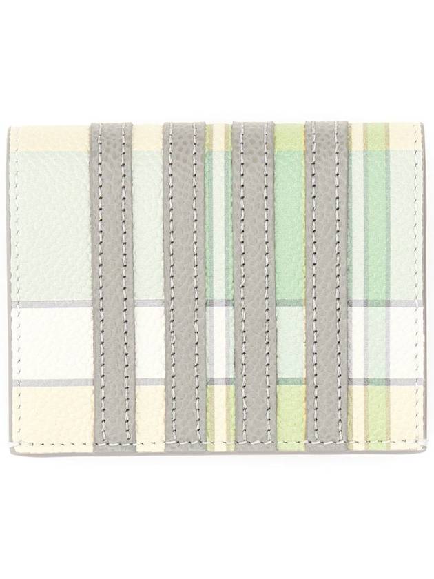 4 Bar Applique Stripe Double Card Holder Pastel Green - THOM BROWNE - BALAAN 3