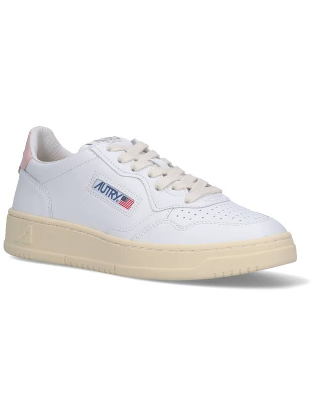 Medalist Pink Tab Leather Low Top Sneakers White - AUTRY - BALAAN 3