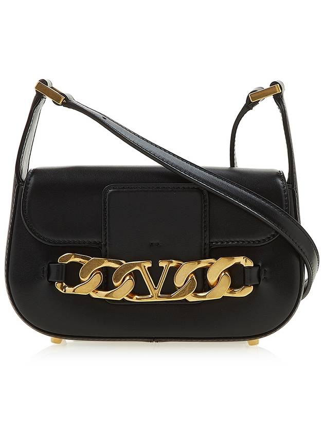 V Logo Chain Metal Cross Bag Black - VALENTINO - BALAAN 2