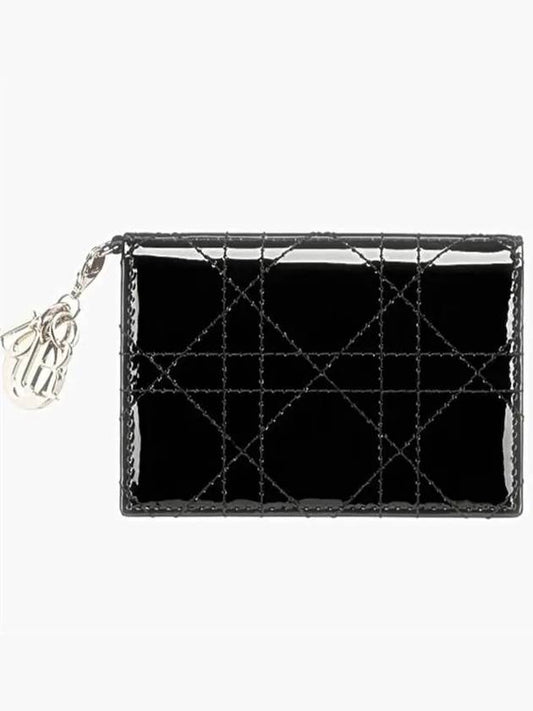 Lady Cannage Patent Calfskin Flap Card Wallet Black - DIOR - BALAAN 2