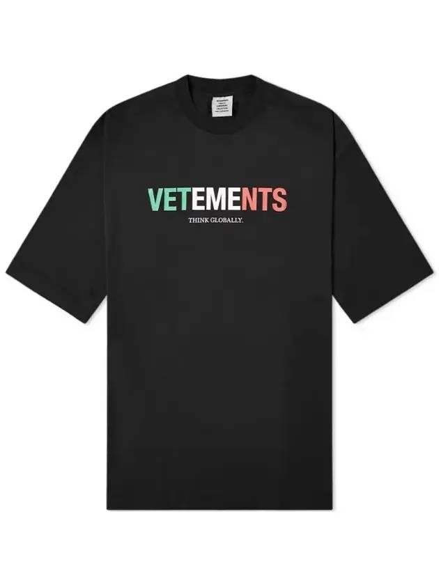 Italia Logo Short Sleeve T-Shirt Black - VETEMENTS - BALAAN 1