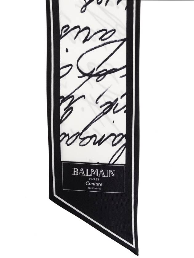 Balmain Silk Scarf With Monogram, Women's, White - BALMAIN - BALAAN 3