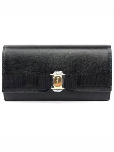 Vara Bow Continental Long Wallet Black - SALVATORE FERRAGAMO - BALAAN 1