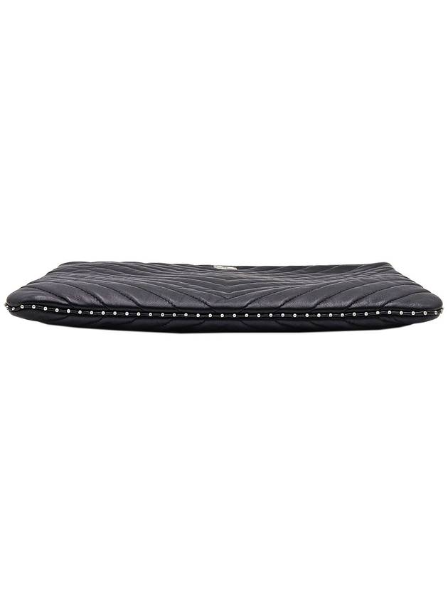 Chanel A81222 Black Leather Stud Chevron Clutch Pouch - CHANEL - BALAAN 6