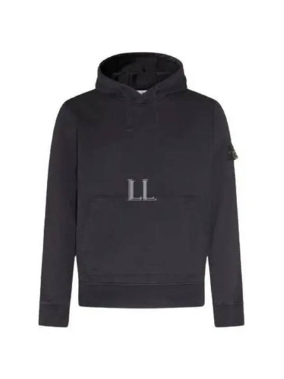 Logo Patch Cotton Fleece Hoodie Black - STONE ISLAND - BALAAN 2