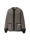 Graphic Logo Quilted Jacket Grey - ONITSUKA TIGER - BALAAN 1