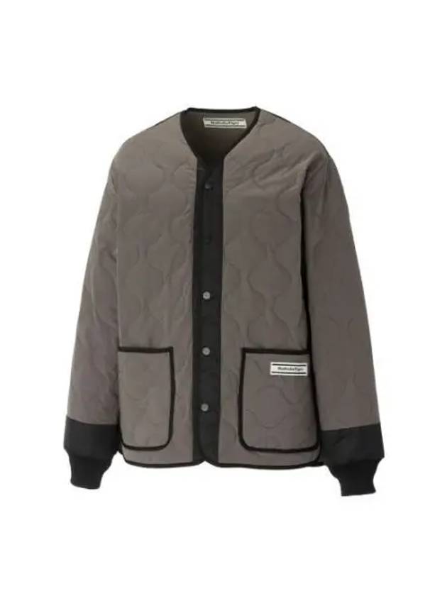 Graphic Logo Quilted Jacket Grey - ONITSUKA TIGER - BALAAN 1