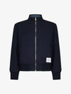 Funnel Neck Zip-Up Jacket Navy - THOM BROWNE - BALAAN 3