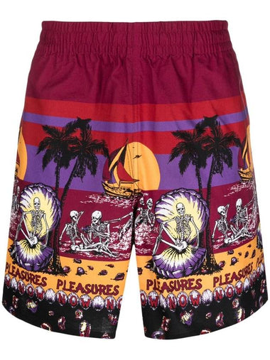 Pleasures Shorts Bordeaux - PLEASURES - BALAAN 1