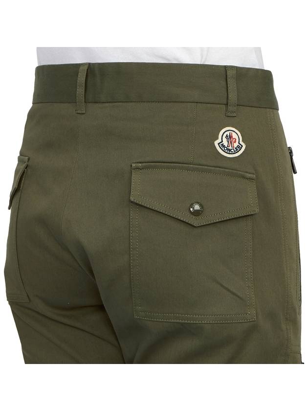 Men's Button Zip Pocket Cotton Straight Pants Dark Green - MONCLER - BALAAN 11