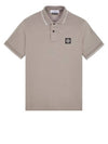 Stretch Cotton Pique Short Sleeve Polo Shirt  Dove Grey - STONE ISLAND - BALAAN 2