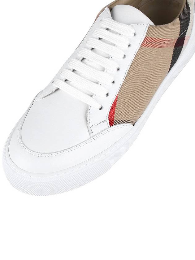 House Check Leather Sneakers Optic White - BURBERRY - BALAAN 8