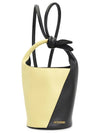 Le Petit Tourni Mini Knotted Leather Bucket Bag Yellow Black - JACQUEMUS - BALAAN 9