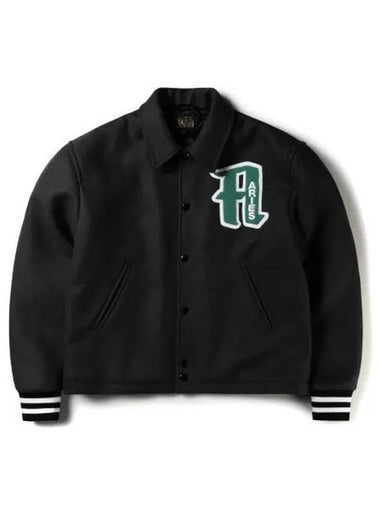 U WOOL VARSITY JACKET BLACK - ARIES - BALAAN 1