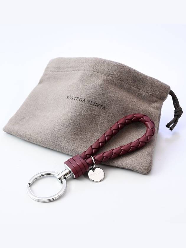 Intrecciato Leather Key Holder Burgundy - BOTTEGA VENETA - BALAAN 3