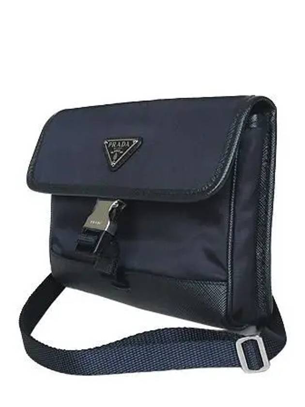 2ZH108 Re Nylon Saffiano Leather Navy Mini Cross Bag - PRADA - BALAAN 3