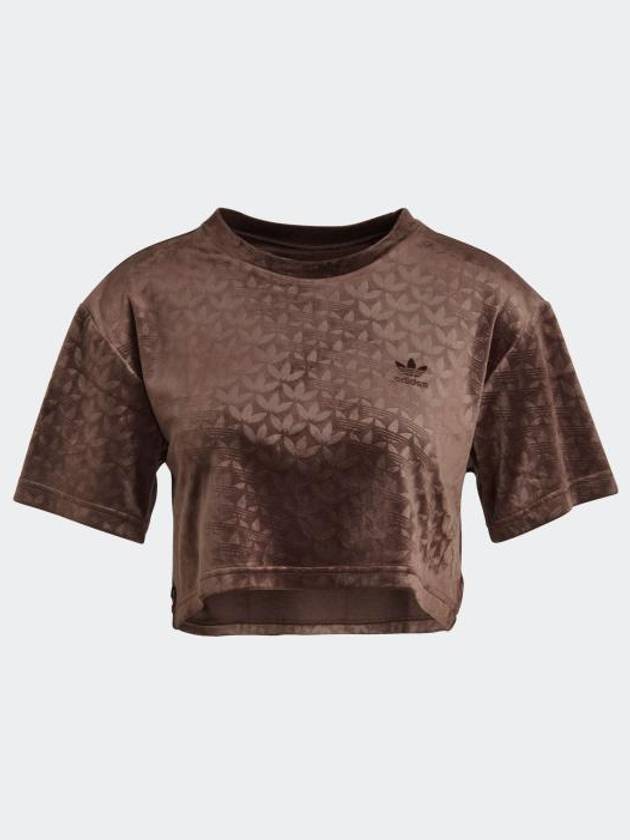 Monogram Velvet Crop Short Sleeve T-Shirt Brown - ADIDAS - BALAAN 2