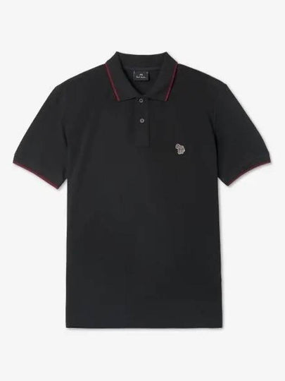 Zebra Patch Regular Fit Short Sleeve Polo Shirt Black - PAUL SMITH - BALAAN 2