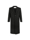 Chevron Pattern Wool Single-Breasted Structured Coat Grey Black - AMI - BALAAN 2