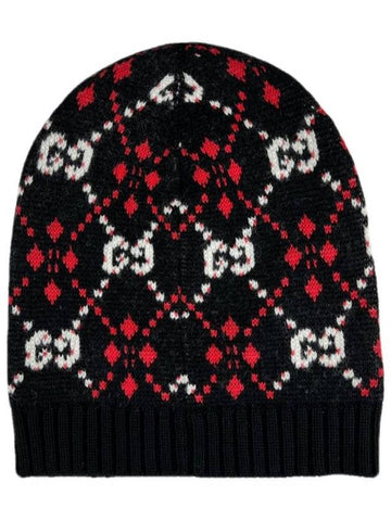 Black GG Diamond Beanie 547501 - GUCCI - BALAAN 1