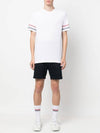 Textured Cotton Stripe Short Sleeve T-Shirt White - THOM BROWNE - BALAAN 6