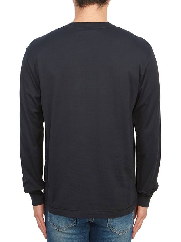 Logo Patch Cotton Jersey Long Sleeve T-Shirt Navy - STONE ISLAND - BALAAN 4