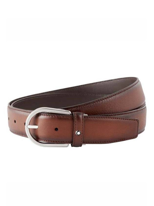 Round Buckle Cutting Business Belt Brown - MONTBLANC - BALAAN 1