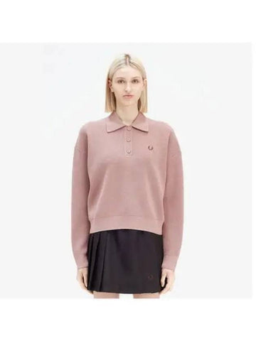 Fred Perry Womens Knit Shirt Dark Pink AFPF2438136 S52 - FRED PERRY - BALAAN 1