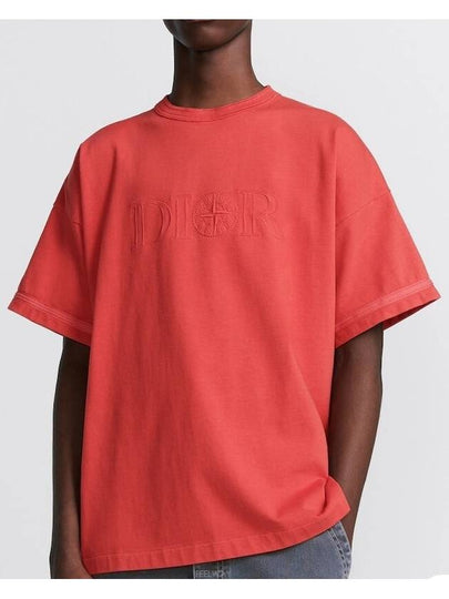 Oversized Fit Cotton Jersey Short Sleeve T-Shirt Red - DIOR - BALAAN 2