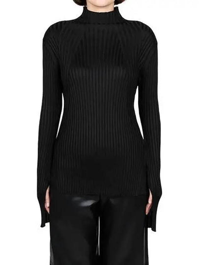 Mock-Neck Ribbed Knit Top Black - JIL SANDER - BALAAN 2