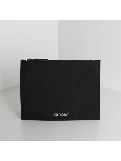 Logo Zipper Clutch Bag Black - OFF WHITE - BALAAN 2