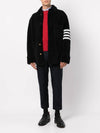 Men's 4 Bar Shearling Oversized Jacket Navy - THOM BROWNE - BALAAN 4