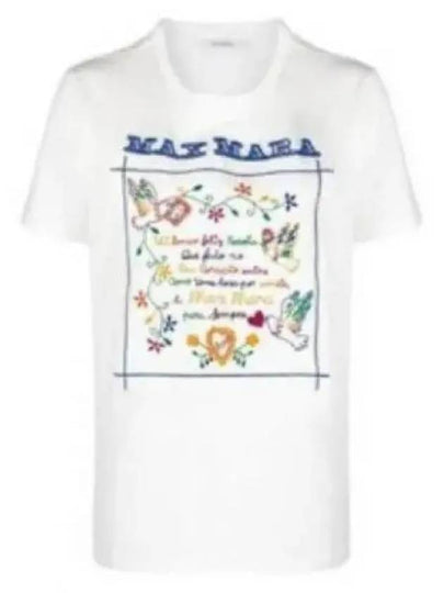 Logo Slogan Embroidery Cotton Short Sleeve T-shirt White - MAX MARA - BALAAN 2